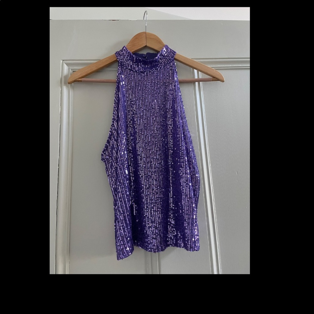 Violet Sequin Sleeveless Blouse